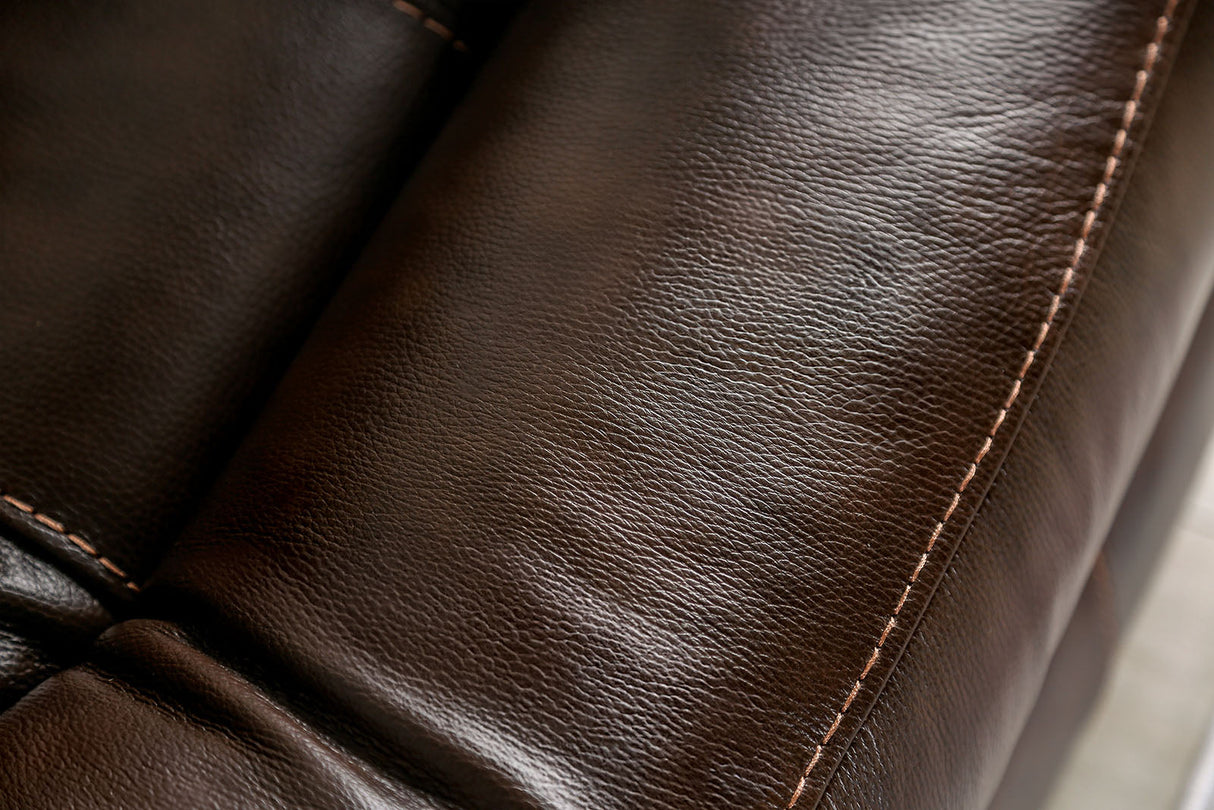 Antenor Brown Top Grain Leather Match Power Reclining Sofa & Loveseat by Furniture of America at Eve Furniture