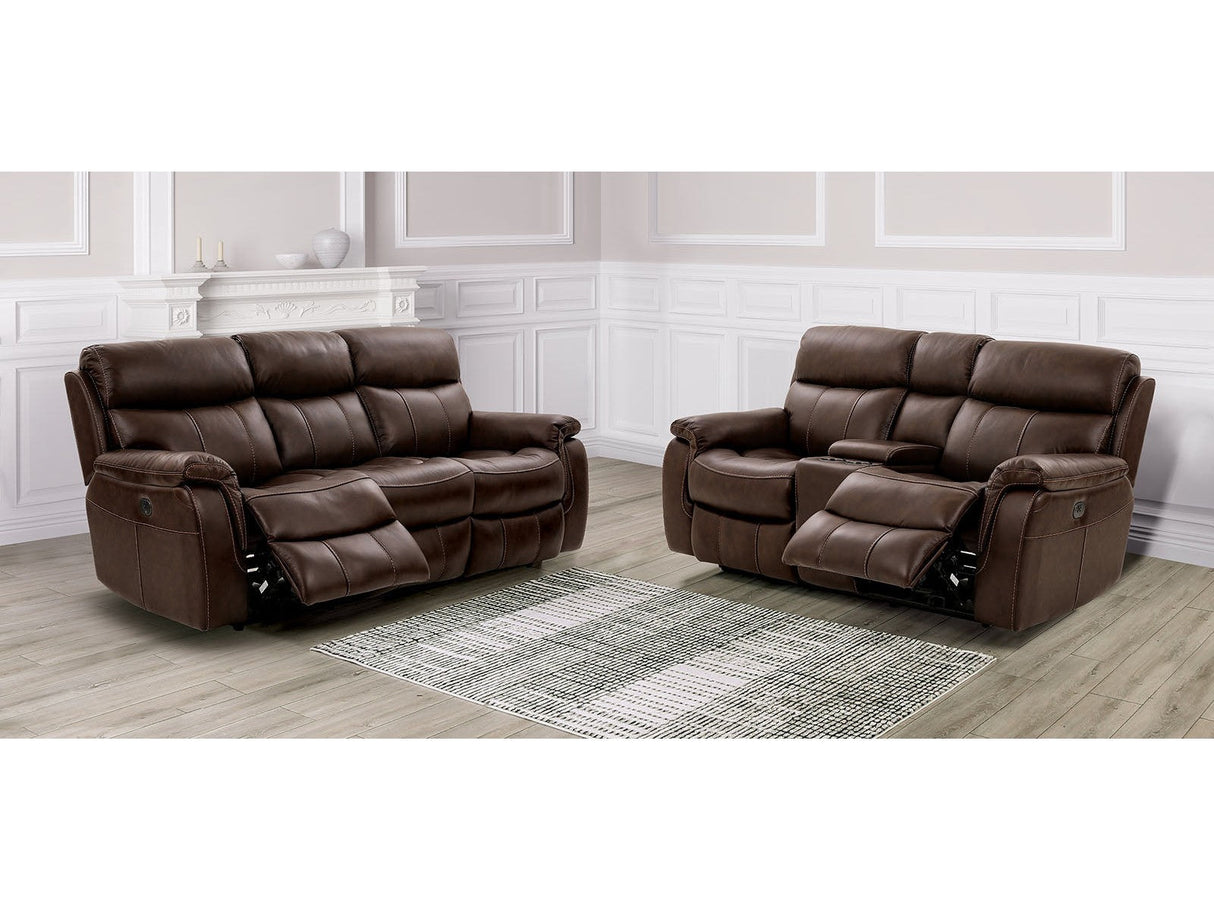 Antenor Brown Top Grain Leather Match Power Reclining Sofa & Loveseat by Furniture of America at Eve Furniture