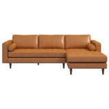 Daphne Tan Genuine Leather RAF Chaise Sectional