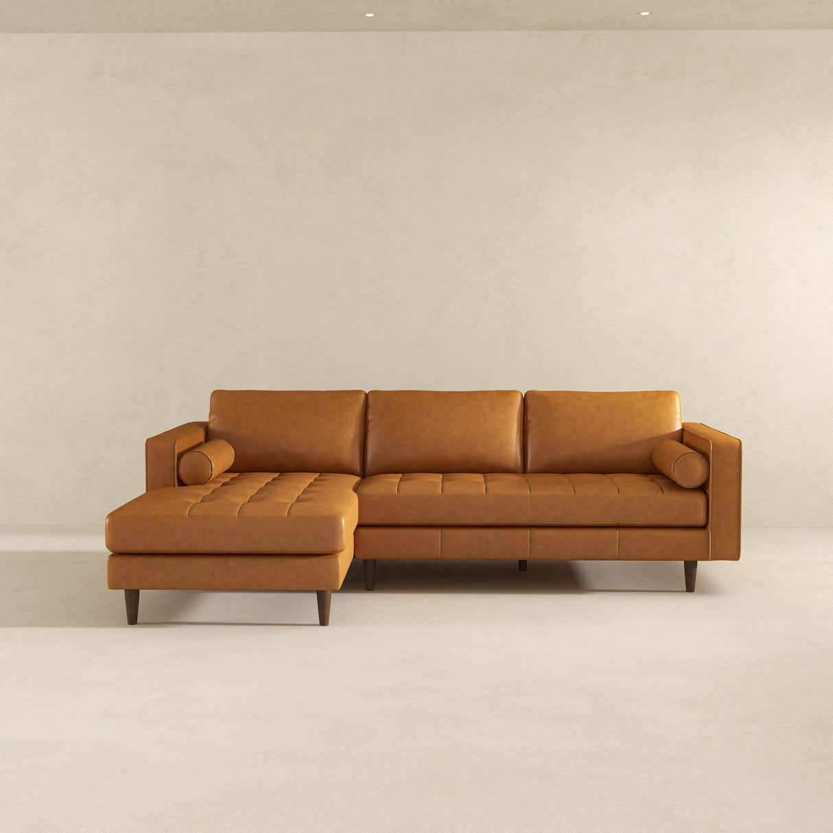 Anthony Genuine Tan Leather Left-Facing Sectional Sofa by Ashcroft Furniture at Eve Furniture