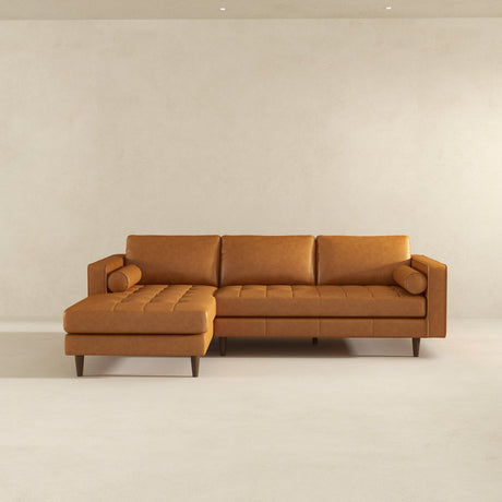 Anthony Genuine Tan Leather Left-Facing Sectional Sofa by Ashcroft Furniture at Eve Furniture