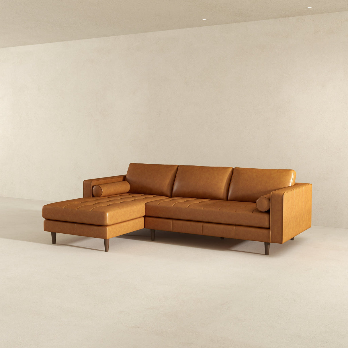 Anthony Genuine Tan Leather Left-Facing Sectional Sofa by Ashcroft Furniture at Eve Furniture