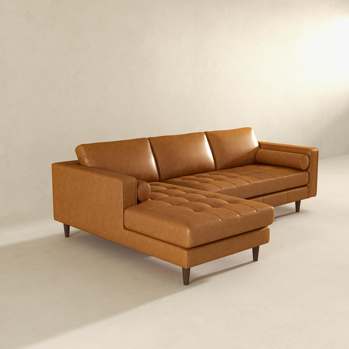 Anthony Genuine Tan Leather Left-Facing Sectional Sofa by Ashcroft Furniture at Eve Furniture