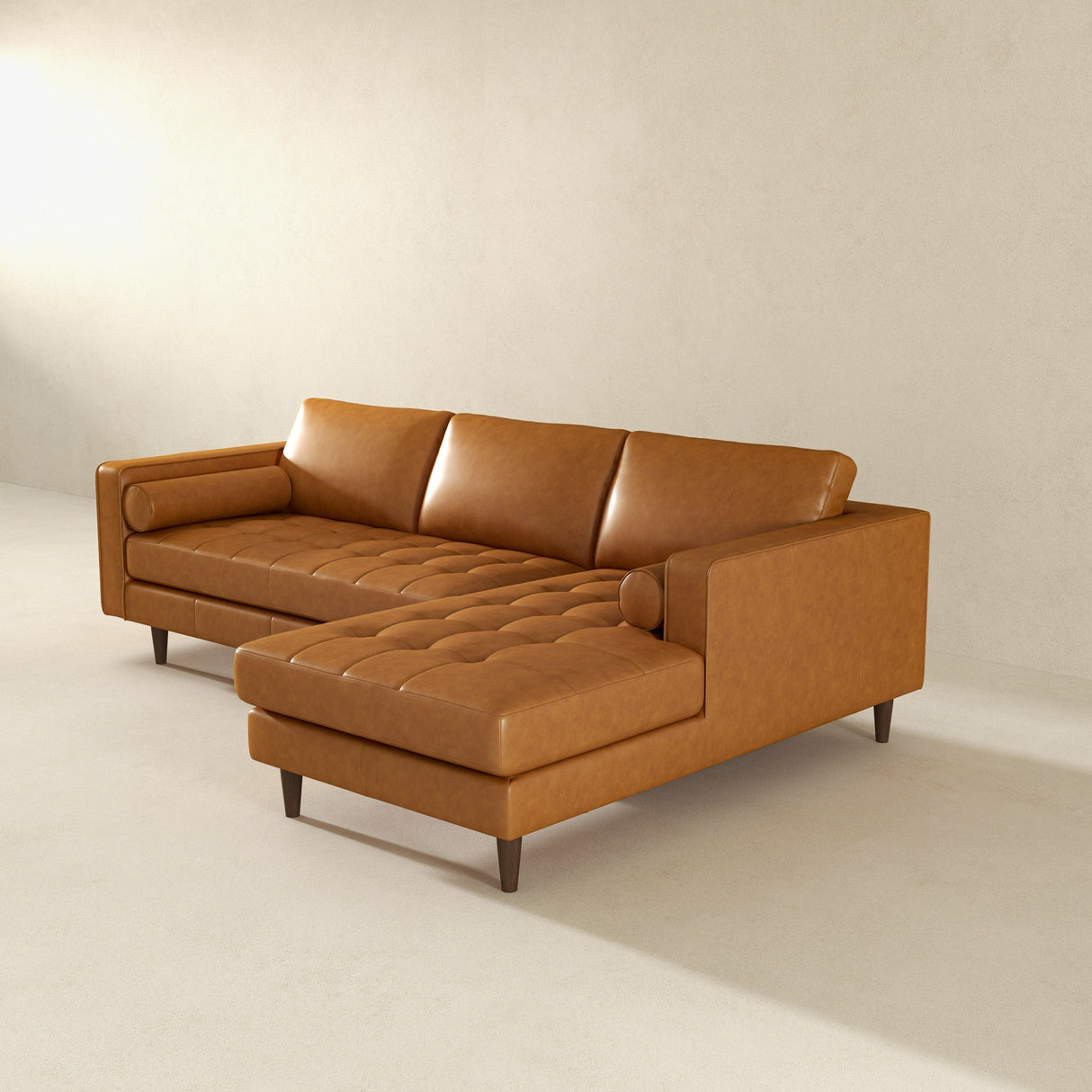 Anthony Genuine Tan Leather Right-Facing Sectional Sofa by Ashcroft Furniture at Eve Furniture