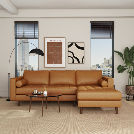 Anthony Genuine Tan Leather Right-Facing Sectional Sofa by Ashcroft Furniture at Eve Furniture