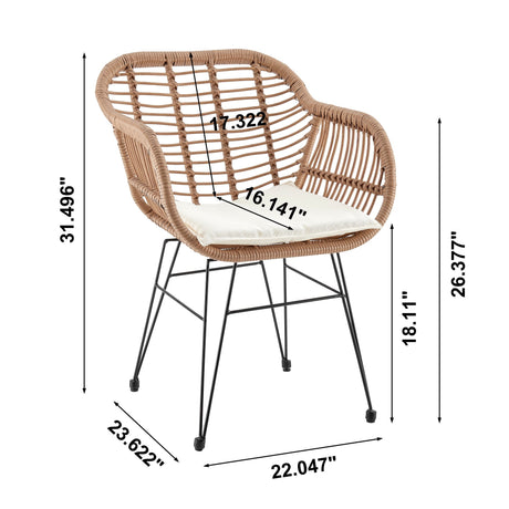 Antibes 1.0 Patio 2-Person Seating Group with End Table with Cream Cushions by Manhattan Comfort at Eve Furniture