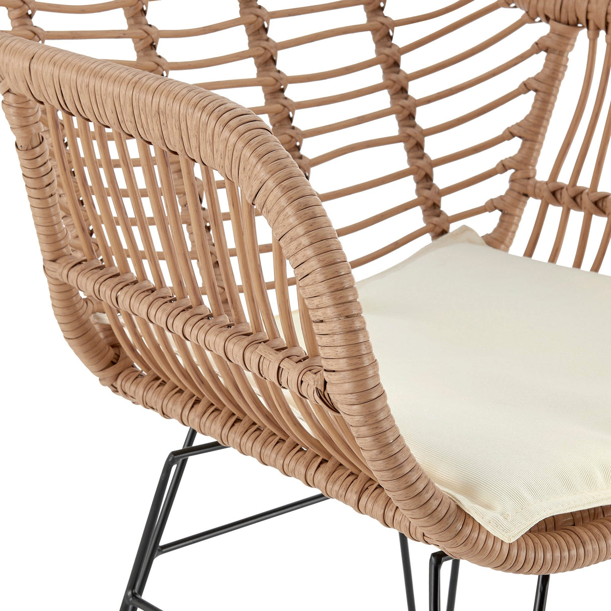Antibes 1.0 Patio 2-Person Seating Group with End Table with Cream Cushions by Manhattan Comfort at Eve Furniture