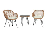 Antibes 1.0 Patio 2-Person Seating Group with End Table with Cream Cushions by Manhattan Comfort at Eve Furniture