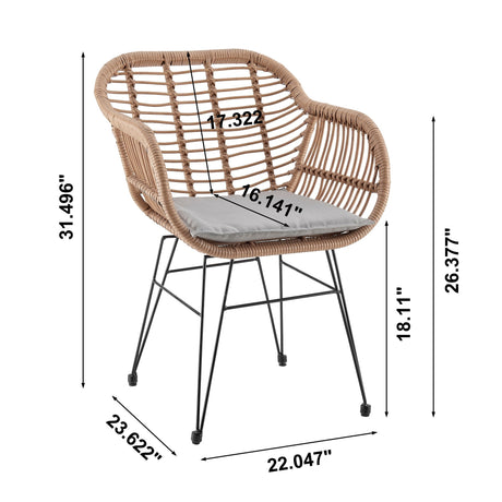 Antibes 1.0 Patio 2-Person Seating Group with End Table with Grey Cushions by Manhattan Comfort at Eve Furniture