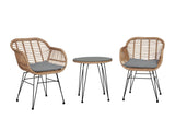 Antibes 1.0 Patio 2-Person Seating Group with End Table with Grey Cushions by Manhattan Comfort at Eve Furniture