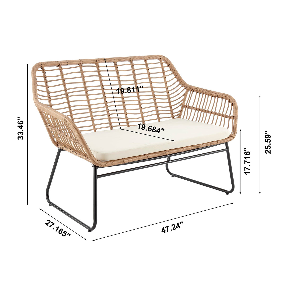 Antibes 2.0 Patio 4-Person Conversation Set with Coffee Table with Cream Cushions by Manhattan Comfort at Eve Furniture