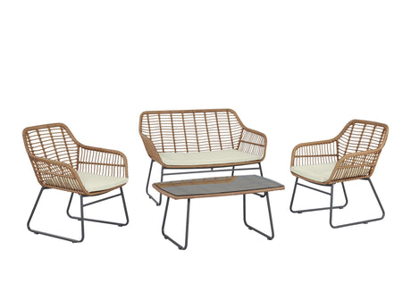 Antibes 2.0 Patio 4-Person Conversation Set with Coffee Table with Cream Cushions by Manhattan Comfort at Eve Furniture