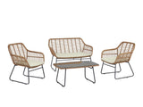 Antibes 2.0 Patio 4-Person Conversation Set with Coffee Table with Cream Cushions by Manhattan Comfort at Eve Furniture