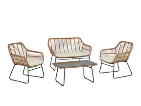 Antibes 2.0 Patio 4-Person Conversation Set with Coffee Table with Cream Cushions by Manhattan Comfort at Eve Furniture