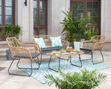 Antibes 2.0 Patio 4-Person Conversation Set with Coffee Table with Grey Cushions by Manhattan Comfort at Eve Furniture