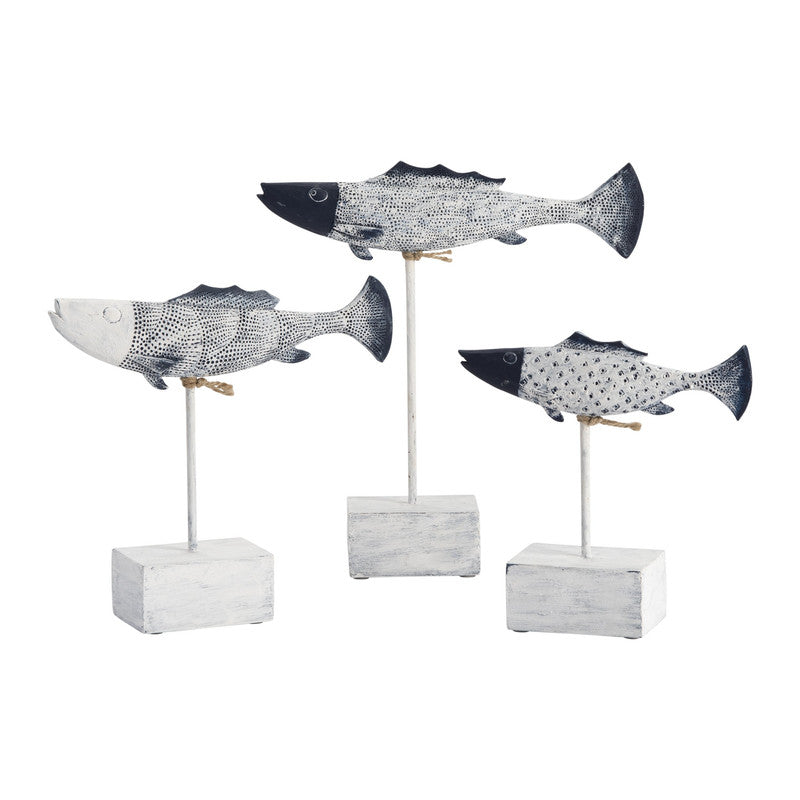 Antique Blue/White Fish Statues (Set of 2) by Crestview at Eve Furniture