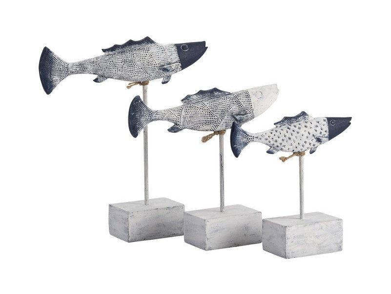 Antique Blue/White Fish Statues (Set of 2) by Crestview at Eve Furniture