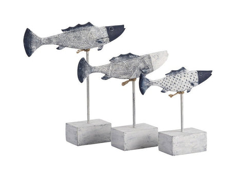 Antique Blue/White Fish Statues (Set of 2) by Crestview at Eve Furniture