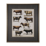 Antique Cow Chart by Mercana Studio a Framed Art Print Matted under Glass by Mercana at Eve Furniture