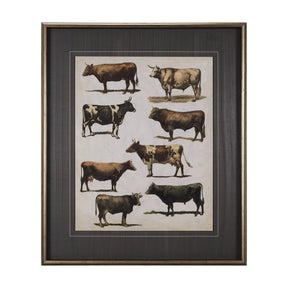 Antique Cow Chart by Mercana Studio a Framed Art Print Matted under Glass by Mercana at Eve Furniture