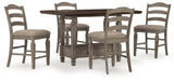 Lodenbay Antique Gray Counter Height Dining Table and 4 Barstools