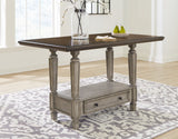 Lodenbay Antique Gray Counter Height Dining Table and 4 Barstools with Server