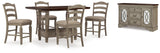 Lodenbay Antique Gray Counter Height Dining Table and 4 Barstools with Server