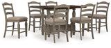 Lodenbay Antique Gray Counter Height Dining Table and 6 Barstools