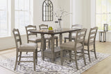 Lodenbay Antique Gray Counter Height Dining Table and 6 Barstools