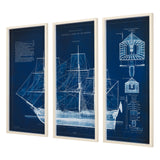 Antique Ship Blueprint IV by Vision Studio Hand Embelished Framed Art Print Matted under Glass by Mercana at Eve Furniture
