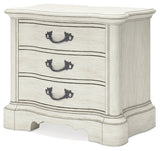 Arlendyne California King Upholstered Bed with Mirrored Dresser and 2 Nightstands in Antique White