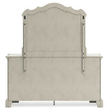 Arlendyne California King Upholstered Bed with Mirrored Dresser and 2 Nightstands in Antique White