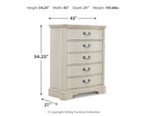 Arlendyne California King Upholstered Bed with Mirrored Dresser and Chest in Antique White