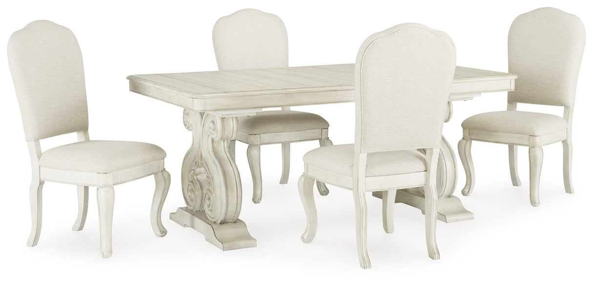 Arlendyne Antique White Dining Table and 4 Chairs