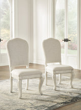 Arlendyne Antique White Dining Table and 4 Chairs with Server