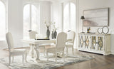 Arlendyne Antique White Dining Table and 4 Chairs with Server