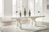 Arlendyne Antique White Dining Table and 4 Chairs with Server