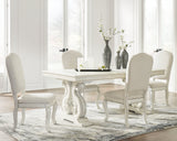 Arlendyne Antique White Dining Table and 4 Chairs with Server