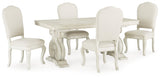 Arlendyne Antique White Dining Table and 4 Chairs with Server