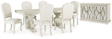 Arlendyne Antique White Dining Table and 6 Chairs with Server