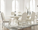 Arlendyne Antique White Dining Table and 6 Chairs with Server