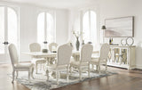 Arlendyne Antique White Dining Table and 8 Chairs with Server