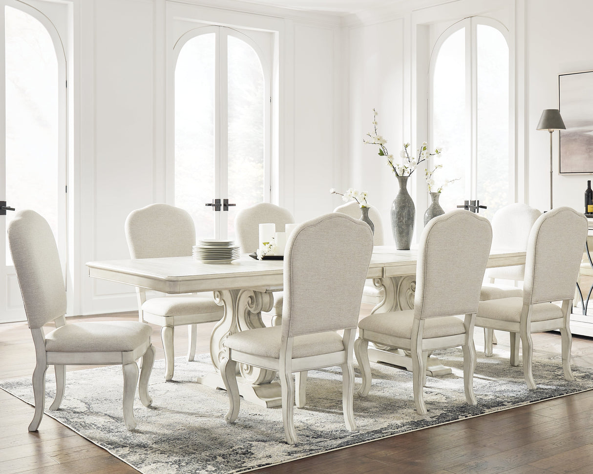 Arlendyne Antique White Dining Table and 8 Chairs with Server