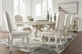 Arlendyne Antique White Dining Table and 8 Chairs with Server