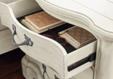 Arlendyne King Upholstered Bed with Mirrored Dresser and Nightstand in Antique White