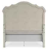 Arlendyne Queen Upholstered Bed with Mirrored Dresser and 2 Nightstands in Antique White