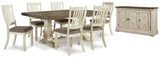 Bolanburg Antique White Dining Table and 6 Chairs with Server