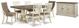 Bolanburg Antique White Dining Table and 6 Chairs with Server