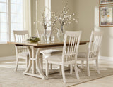 Shaybrock Antique White/Brown Dining Table and 4 Chairs with Server