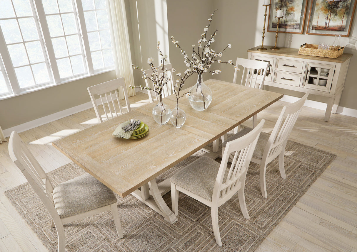 Shaybrock Antique White/Brown Dining Table and 6 Chairs with Server